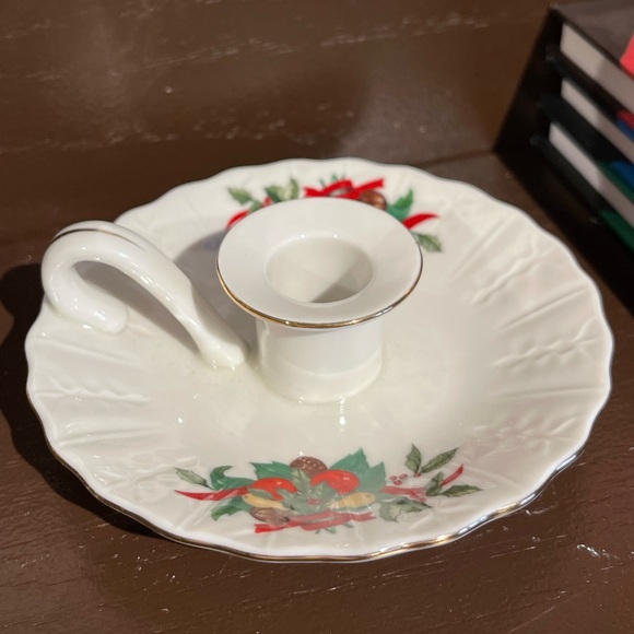 Vintage Porcelain Christmas Candle Holders made in Japan Set of 2 - Picture 3 of 11